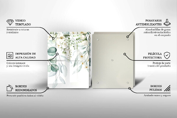 Copri piano cottura in vetro Piante ad acquerello