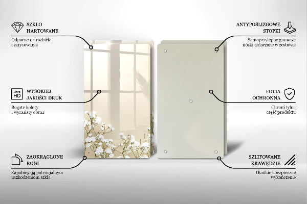 Copri piano cottura in vetro Fiori boho in gesso