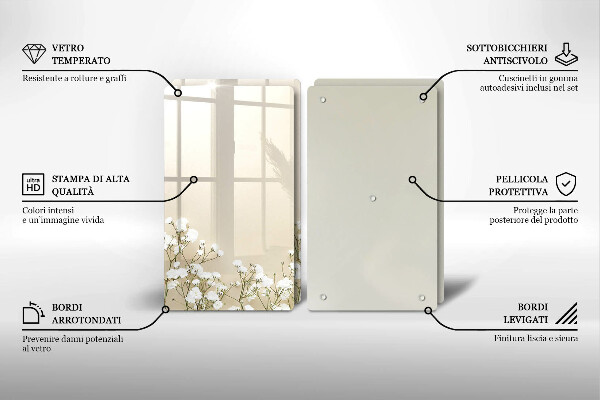 Copri piano cottura in vetro Fiori boho in gesso