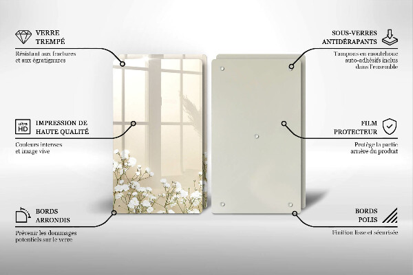 Copri piano cottura in vetro Fiori boho in gesso