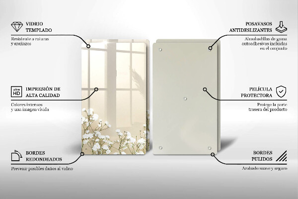 Copri piano cottura in vetro Fiori boho in gesso