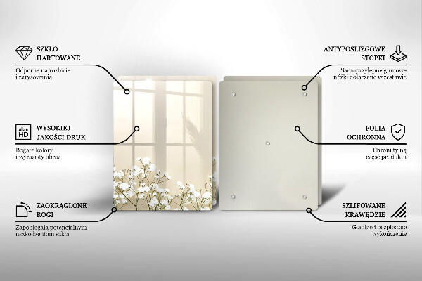 Copri piano cottura in vetro Fiori boho in gesso