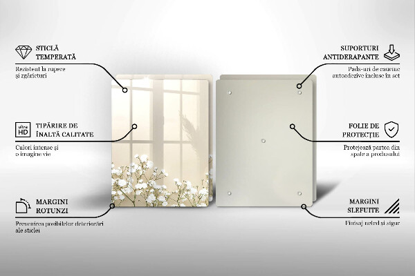 Copri piano cottura in vetro Fiori boho in gesso