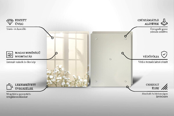 Copri piano cottura in vetro Fiori boho in gesso