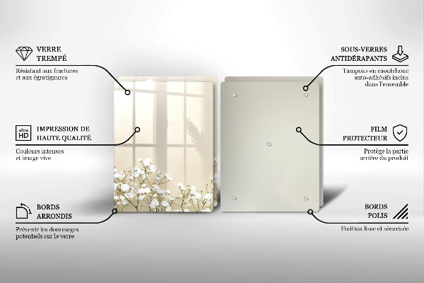 Copri piano cottura in vetro Fiori boho in gesso