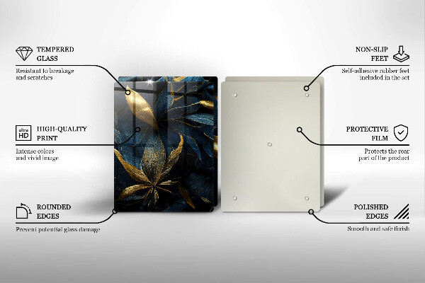 Copri piano cottura in vetro Foglie decorative con oro