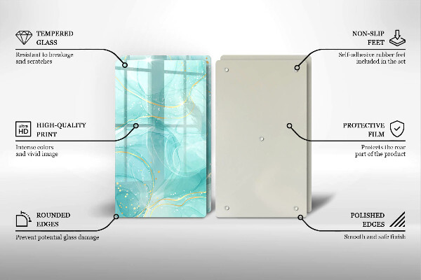 Copri piano cottura in vetro Astrazione blu e oro