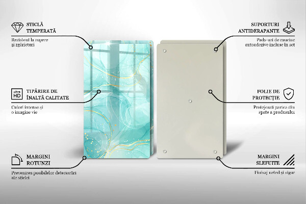 Copri piano cottura in vetro Astrazione blu e oro