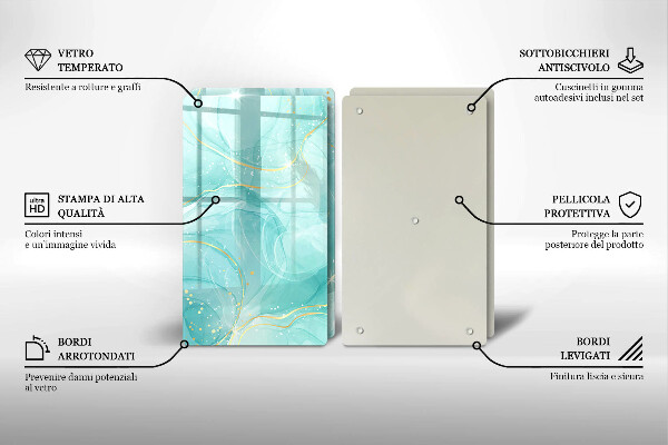 Copri piano cottura in vetro Astrazione blu e oro