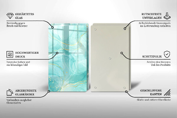 Copri piano cottura in vetro Astrazione blu e oro