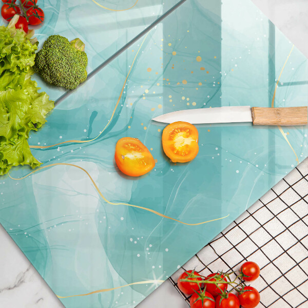 Copri piano cottura in vetro Astrazione blu e oro