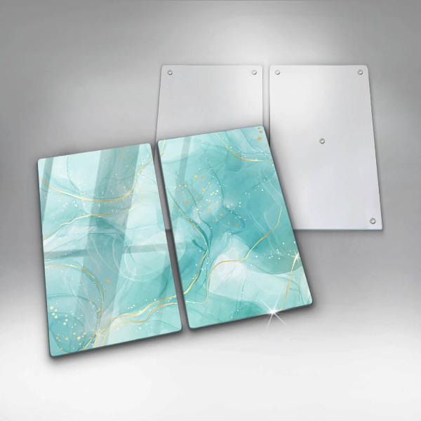 Copri piano cottura in vetro Astrazione blu e oro