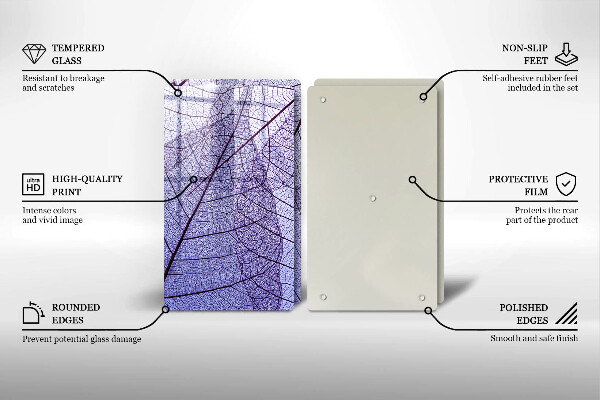 Copri piano cottura in vetro Foglie con venature