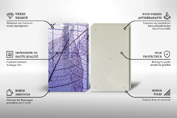 Copri piano cottura in vetro Foglie con venature