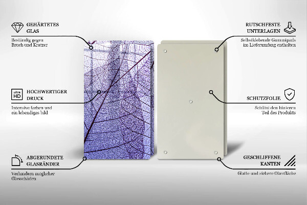 Copri piano cottura in vetro Foglie con venature