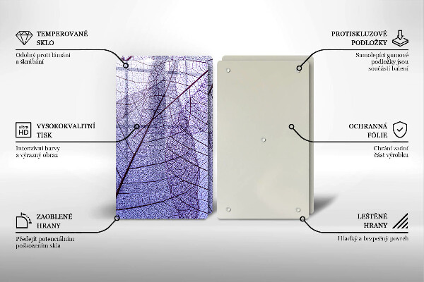Copri piano cottura in vetro Foglie con venature