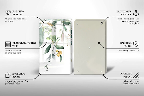 Copri piano cottura in vetro Foglie ad acquerello