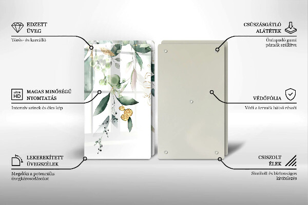 Copri piano cottura in vetro Foglie ad acquerello