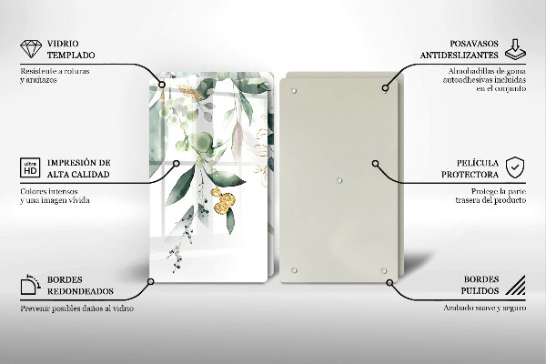 Copri piano cottura in vetro Foglie ad acquerello