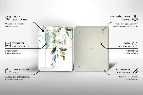 Copri piano cottura in vetro Foglie ad acquerello