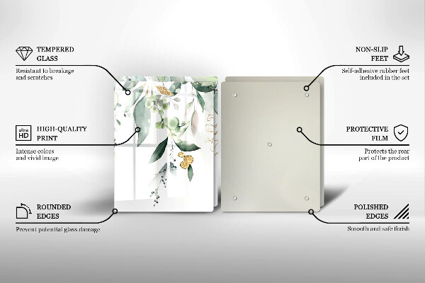 Copri piano cottura in vetro Foglie ad acquerello