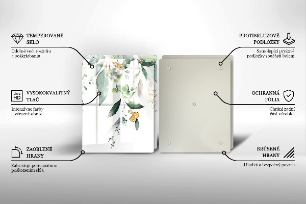 Copri piano cottura in vetro Foglie ad acquerello