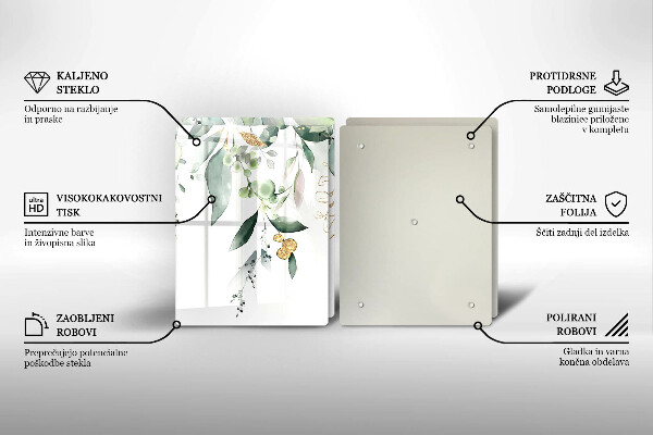 Copri piano cottura in vetro Foglie ad acquerello