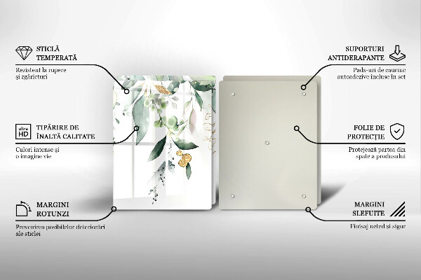 Copri piano cottura in vetro Foglie ad acquerello