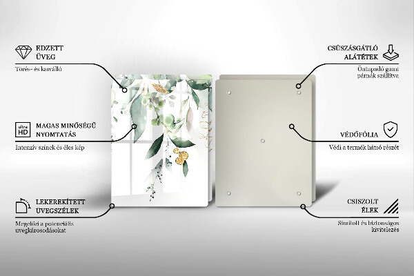 Copri piano cottura in vetro Foglie ad acquerello