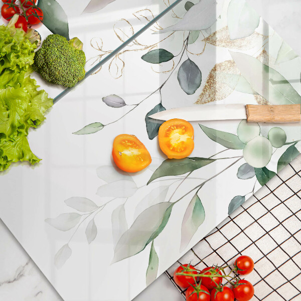 Copri piano cottura in vetro Foglie ad acquerello