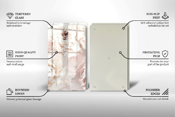 Copri piano cottura in vetro Peonie pastello