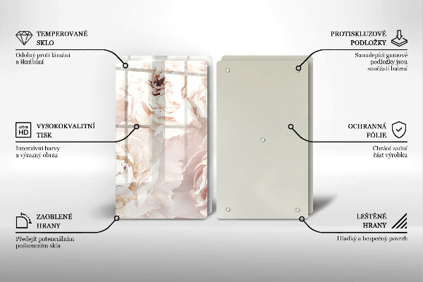 Copri piano cottura in vetro Peonie pastello