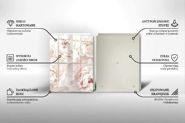 Copri piano cottura in vetro Peonie pastello