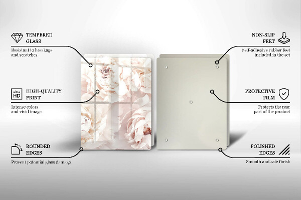 Copri piano cottura in vetro Peonie pastello