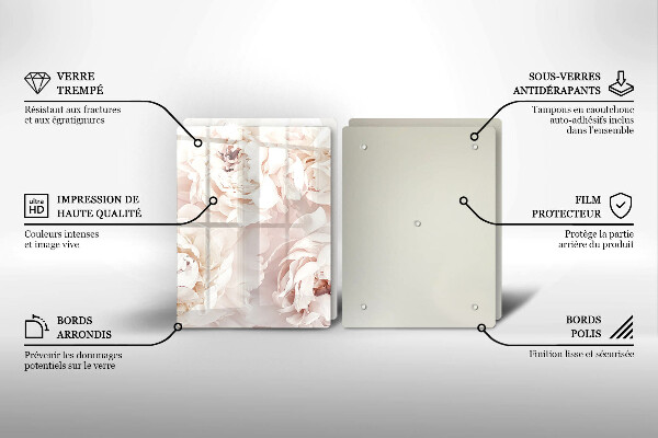 Copri piano cottura in vetro Peonie pastello