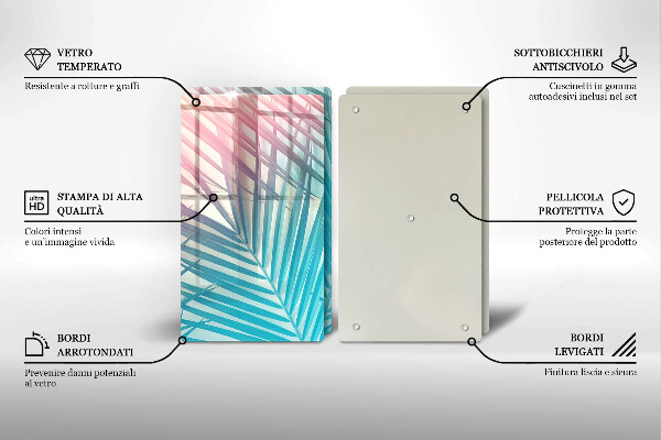 Copri piano cottura in vetro Foglie pastello