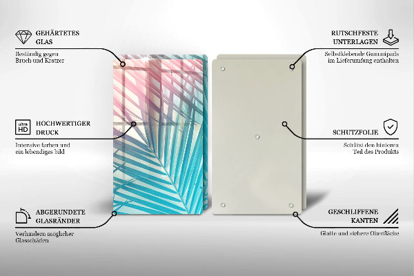 Copri piano cottura in vetro Foglie pastello