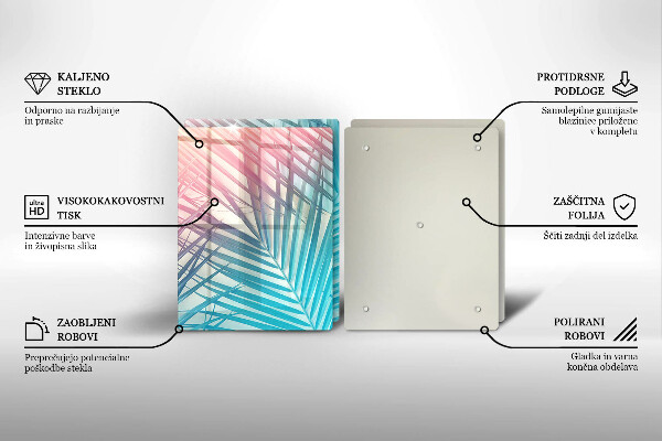 Copri piano cottura in vetro Foglie pastello