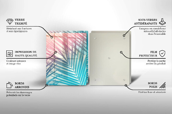 Copri piano cottura in vetro Foglie pastello