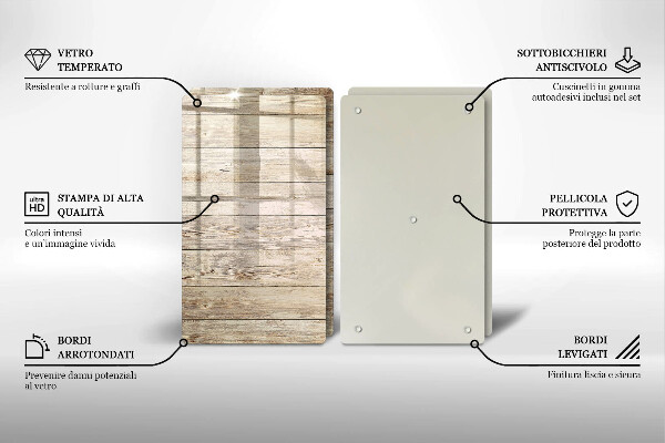 Copri piano cottura in vetro Tavole di legno