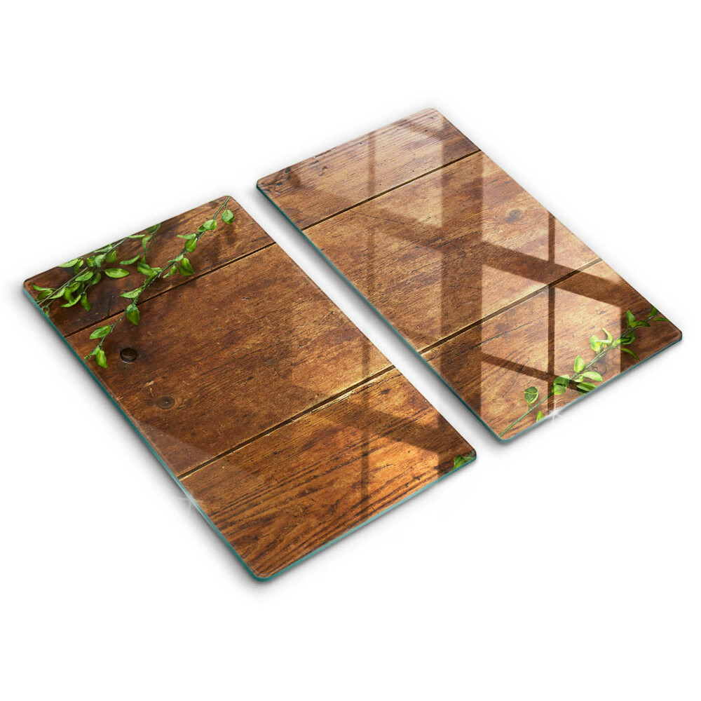 Copri piano cottura in vetro Tavole e foglie di legno