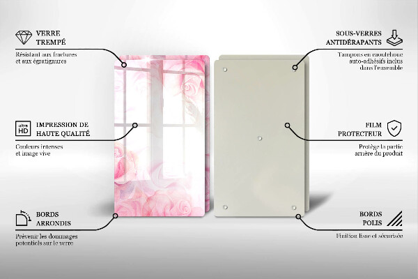 Copri piano cottura in vetro Sfondo delicato di rose