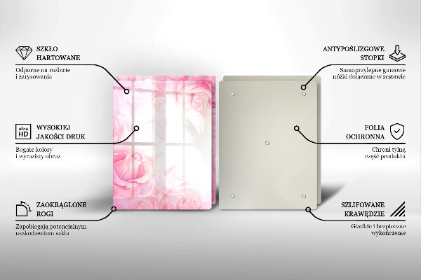 Copri piano cottura in vetro Sfondo delicato di rose