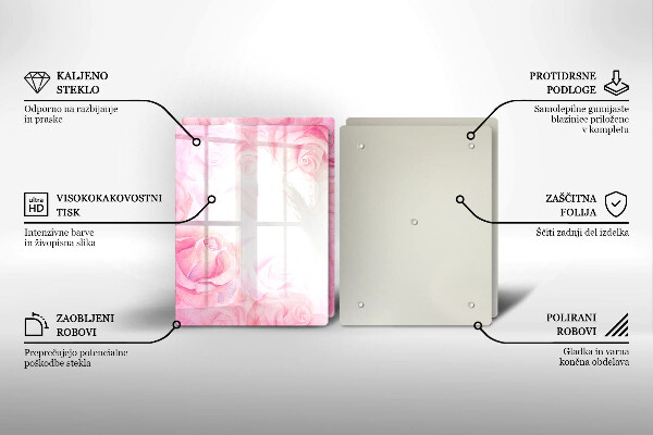Copri piano cottura in vetro Sfondo delicato di rose