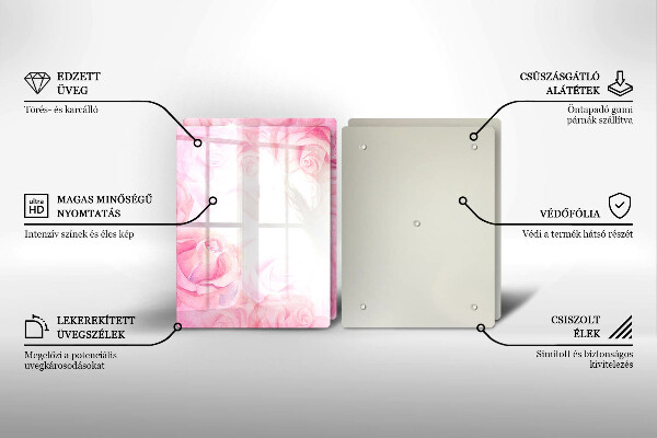 Copri piano cottura in vetro Sfondo delicato di rose