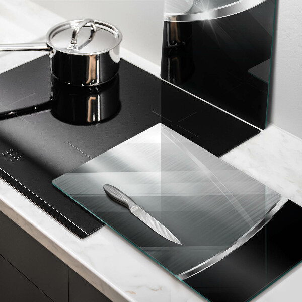Copri piano cottura in vetro Astrazione con metallo