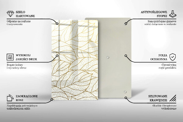 Copri piano induzione Modello di foglie line-art