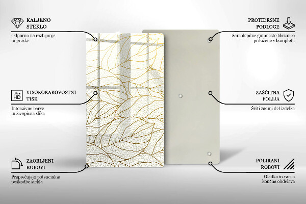 Copri piano induzione Modello di foglie line-art