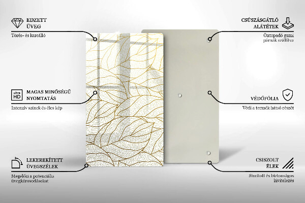 Copri piano induzione Modello di foglie line-art