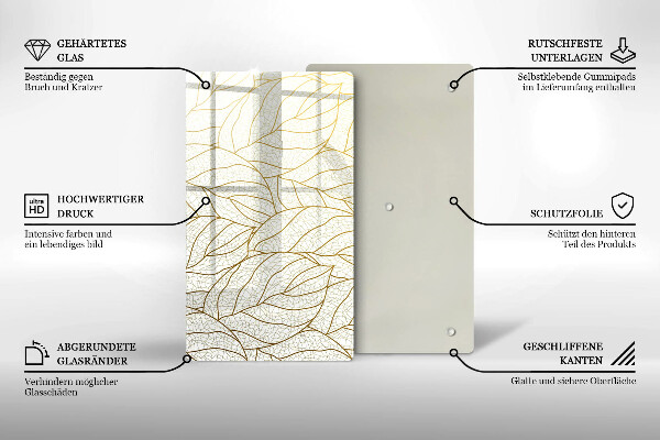 Copri piano induzione Modello di foglie line-art